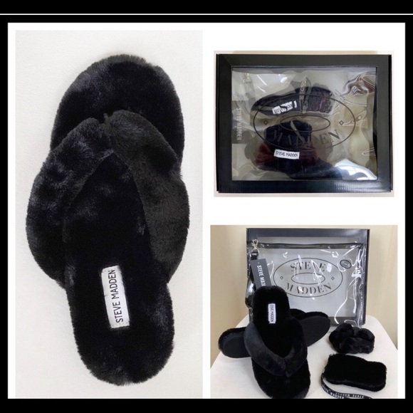 Steve Madden- Black Slide Slipper Sandals - Picture 2 of 4